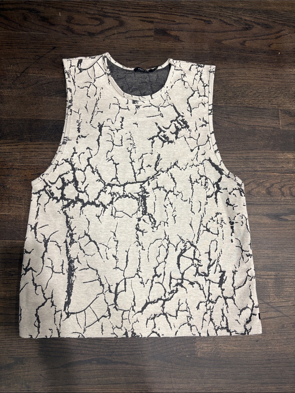 Obey Women's Crackle-Print Muscle Tee in Cream and Black